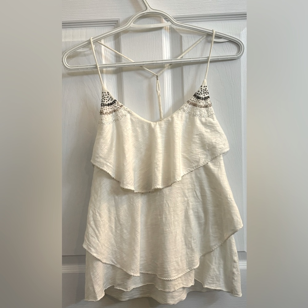 One of a kind American Eagle Outfitters beaded cream/white tank top.